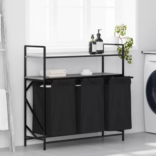  szürke sonoma mosodai kosár 3 rekeszes polcokkal