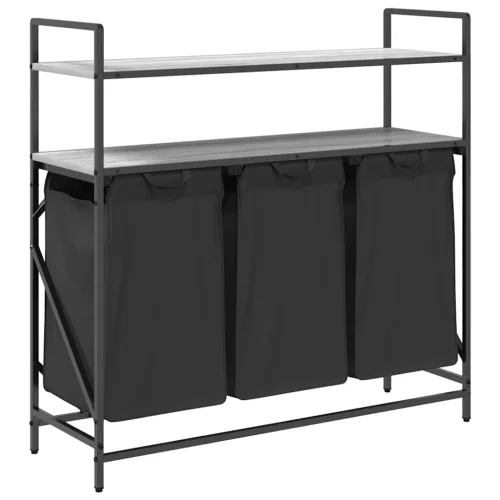  szürke sonoma mosodai kosár 3 rekeszes polcokkal