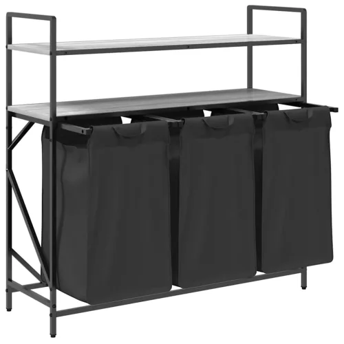  szürke sonoma mosodai kosár 3 rekeszes polcokkal