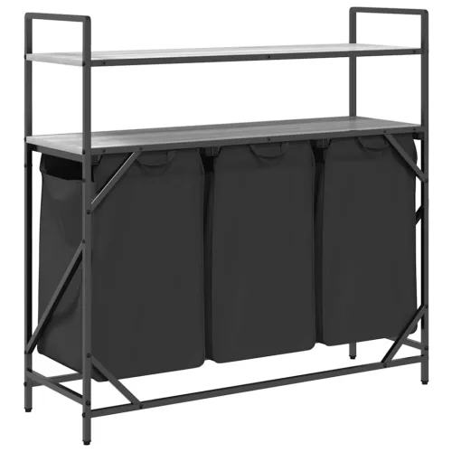  szürke sonoma mosodai kosár 3 rekeszes polcokkal