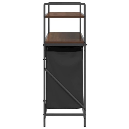  barna tölgy mosodai kosár 3 rekeszes polcokkal