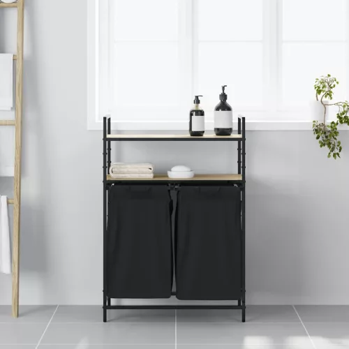  sonoma tölgy mosodai kosár 2 rekeszes polcokkal