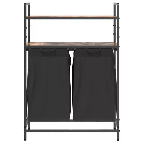  füstölt tölgy mosodai kosár 2 rekeszes polcokkal