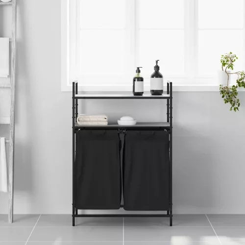  szürke sonoma mosodai kosár 2 rekeszes polcokkal