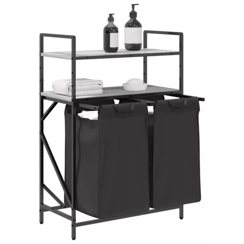  szürke sonoma mosodai kosár 2 rekeszes polcokkal