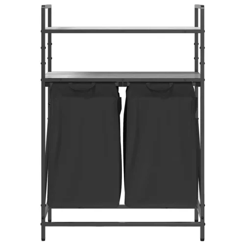  szürke sonoma mosodai kosár 2 rekeszes polcokkal