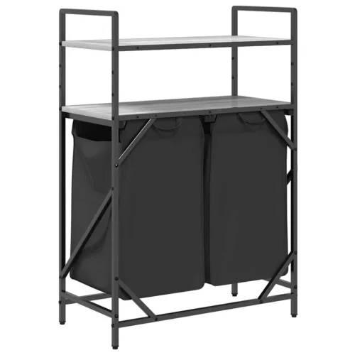  szürke sonoma mosodai kosár 2 rekeszes polcokkal