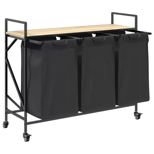  sonoma tölgy mosodai kosár 3 rekeszes kerekekkel