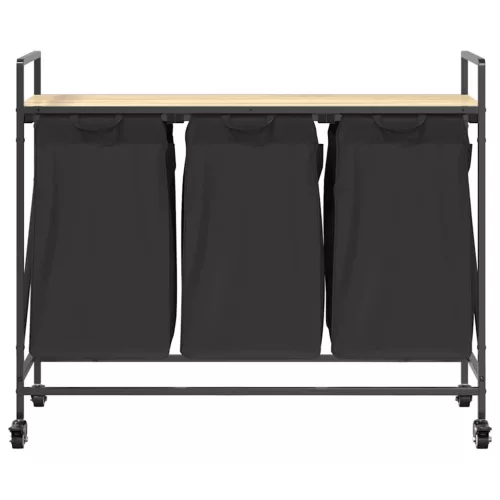  sonoma tölgy mosodai kosár 3 rekeszes kerekekkel