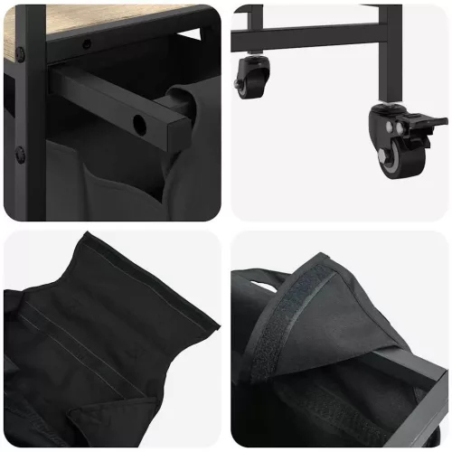  sonoma tölgy mosodai kosár 3 rekeszes kerekekkel