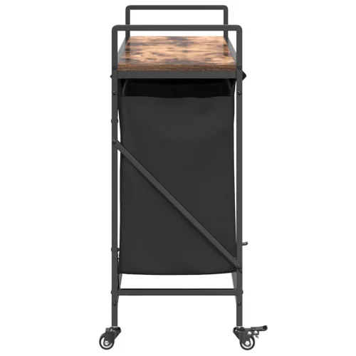  füstölt tölgy mosodai kosár 3 rekeszes kerekekkel