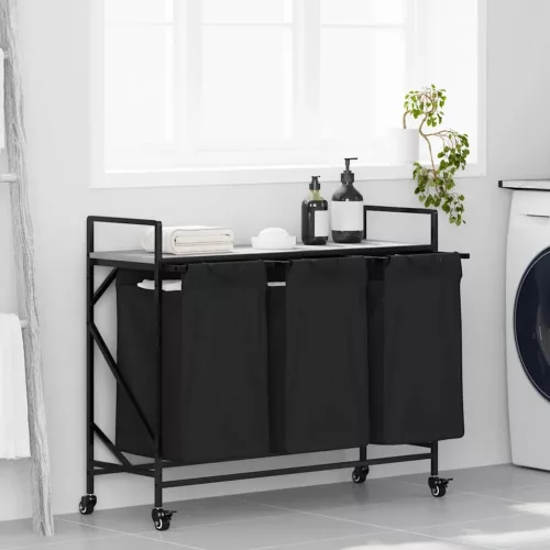  szürke sonoma mosodai kosár 3 rekeszes kerekekkel