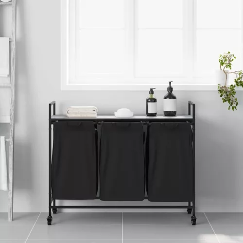  szürke sonoma mosodai kosár 3 rekeszes kerekekkel