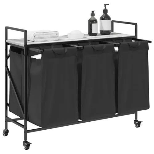  szürke sonoma mosodai kosár 3 rekeszes kerekekkel