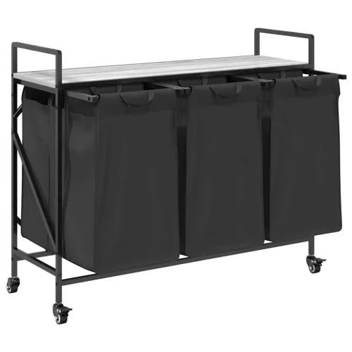  szürke sonoma mosodai kosár 3 rekeszes kerekekkel