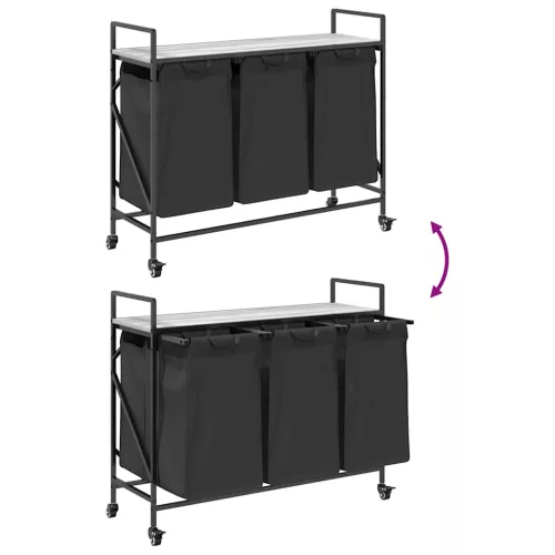  szürke sonoma mosodai kosár 3 rekeszes kerekekkel