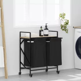  sonoma tölgy mosodai kosár 2 rekeszes kerekekkel