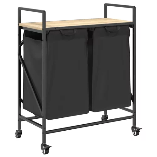  sonoma tölgy mosodai kosár 2 rekeszes kerekekkel