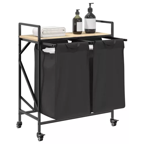  sonoma tölgy mosodai kosár 2 rekeszes kerekekkel