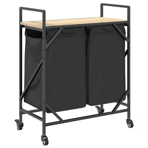  sonoma tölgy mosodai kosár 2 rekeszes kerekekkel