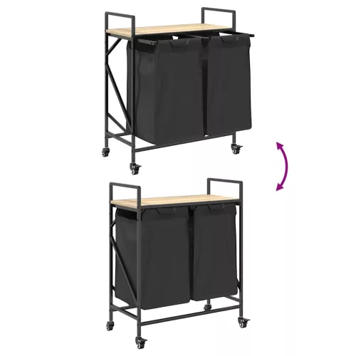  sonoma tölgy mosodai kosár 2 rekeszes kerekekkel