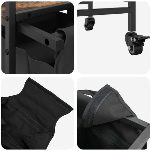  füstölt tölgy mosodai kosár 2 rekeszes kerekekkel