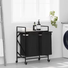  szürke sonoma mosodai kosár 2 rekeszes kerekekkel