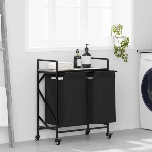  szürke sonoma mosodai kosár 2 rekeszes kerekekkel