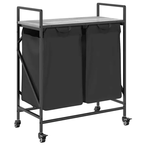  szürke sonoma mosodai kosár 2 rekeszes kerekekkel