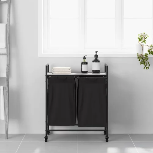  szürke sonoma mosodai kosár 2 rekeszes kerekekkel