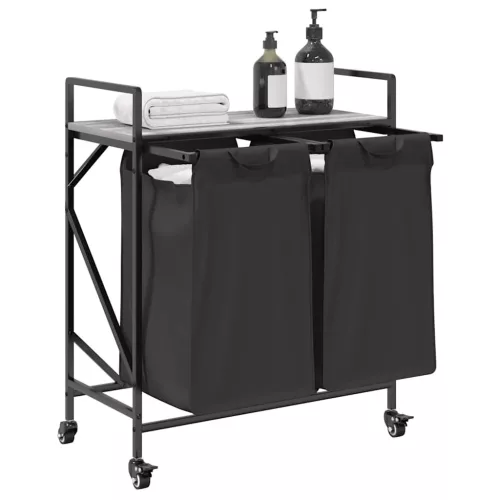  szürke sonoma mosodai kosár 2 rekeszes kerekekkel