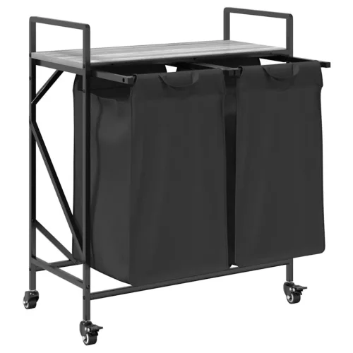  szürke sonoma mosodai kosár 2 rekeszes kerekekkel