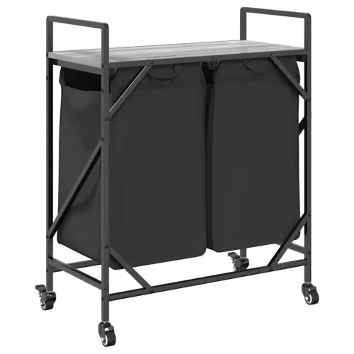  szürke sonoma mosodai kosár 2 rekeszes kerekekkel