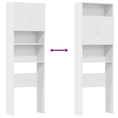  fehér szerelt fa mosógépszekrény 64 x 24 x 190 cm