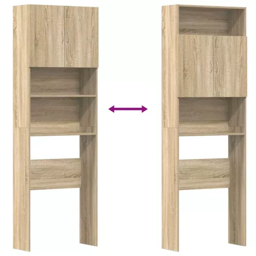  sonoma tölgy színű szerelt fa mosógépszekrény 64 x 24 x 190 cm