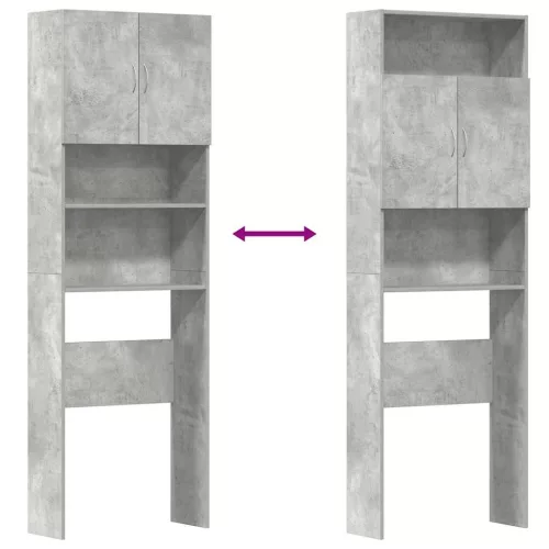  betonszürke szerelt fa mosógépszekrény 64 x 24 x 190 cm