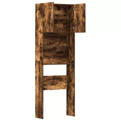  füstös tölgyszínű szerelt fa mosógépszekrény 64 x 24 x 190 cm