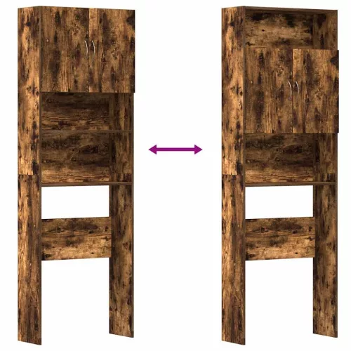  füstös tölgyszínű szerelt fa mosógépszekrény 64 x 24 x 190 cm