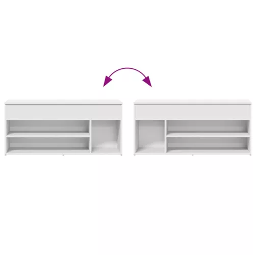  fehér szerelt fa cipőpolc 102x30,5x45 cm