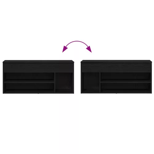  fekete szerelt fa cipőpolc 102x30,5x45 cm