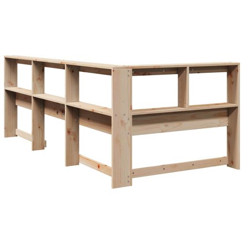  Könyvespolc fejtámla L-alakú 80 cm tömörfa fenyőfa