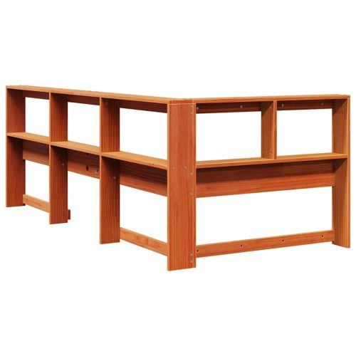  Könyvespolc fejtámla L-alakú viaszbarna 75 cm tömör fa fenyőfa