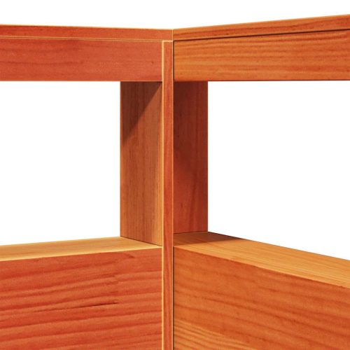  Könyvespolc fejtámla L-alakú viaszbarna 75 cm tömör fa fenyőfa