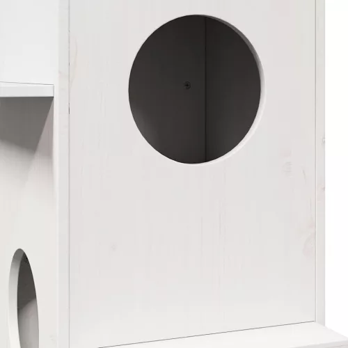  Macskaház fehér 43x43x90 cm tömör fa fenyőfa