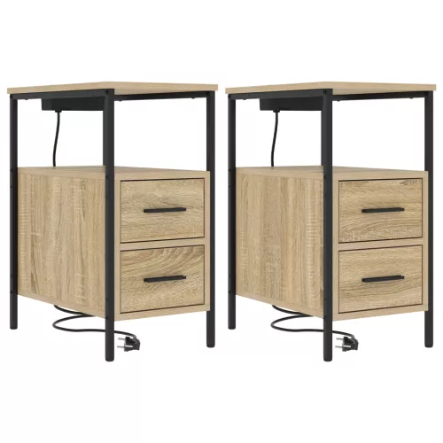  Éjjeli Szekrények 2 pcs sonoma tölgy 30 x 48 x 61 cm Faanyag