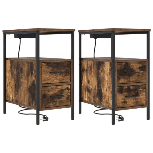  Éjjeli Szekrények 2 pcs Füstölt tölgy 30 x 48 x 61 cm Faanyag