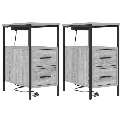  Éjjeli Szekrények 2 pcs Szürke sonoma 30 x 48 x 61 cm Faanyag