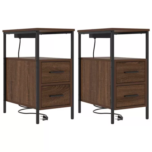  Éjjeli Szekrények 2 pcs barna tölgy 30 x 48 x 61 cm Faanyag