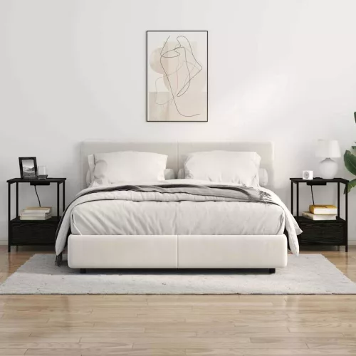  Éjjeliszekrény Töltőállomással fiókkal Musta tammi Faanyag