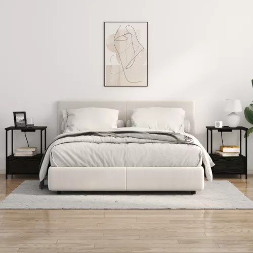  Éjjeliszekrény Töltőállomással 2 pcs Musta tammi Faanyag